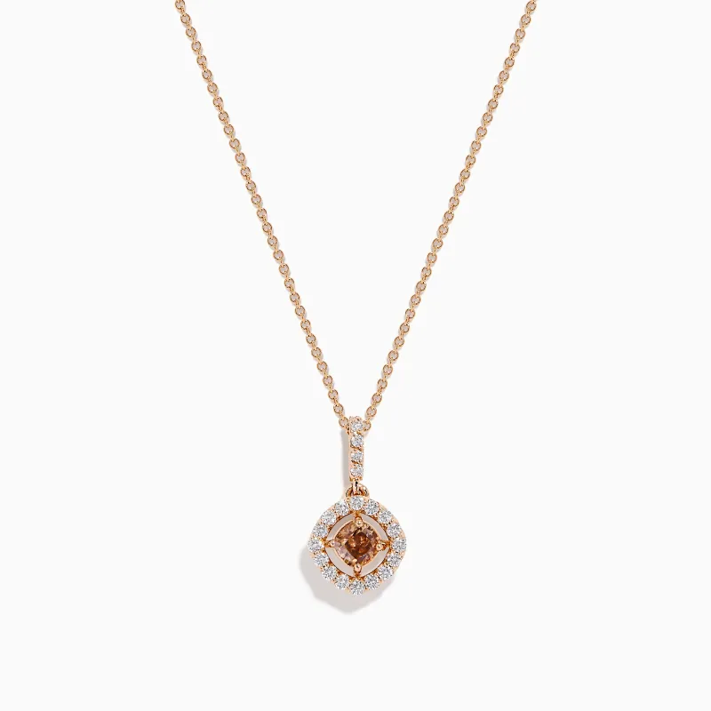 Espresso 14K Rose Gold Brown and White Diamond Pendant sold by Effy