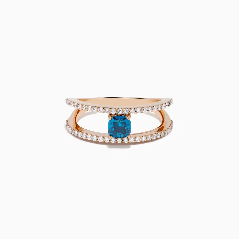 Bella Bleu 14K Rose Gold Blue and White Diamond Ring sold by Effy