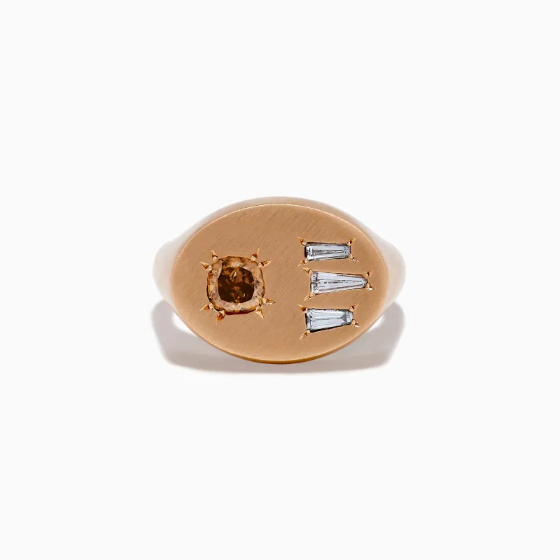Espresso 14K Rose Gold Brown and White Diamond Signet Ring sold by Effy