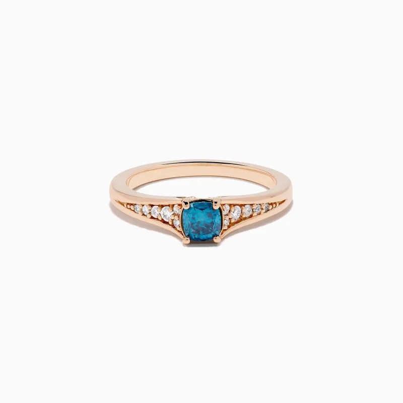 Bella Bleu 14K Rose Gold Blue and White Diamond Ring sold by Effy