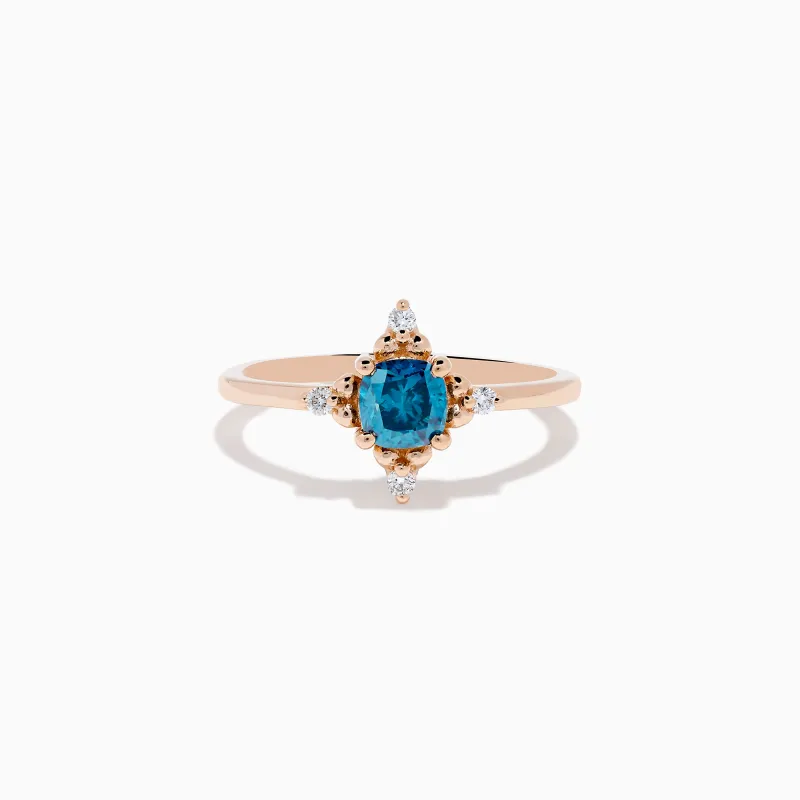 Bella Bleu 14K Rose Gold Blue and White Diamond Ring sold by Effy