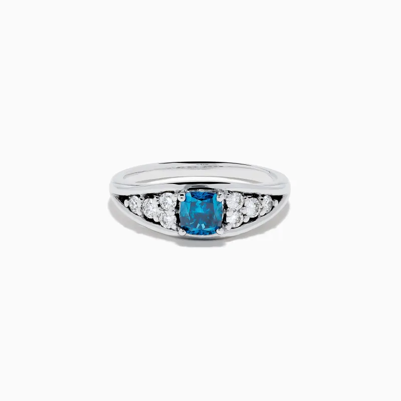 Bella Bleu 14K White Gold Blue and White Diamond Ring sold by Effy