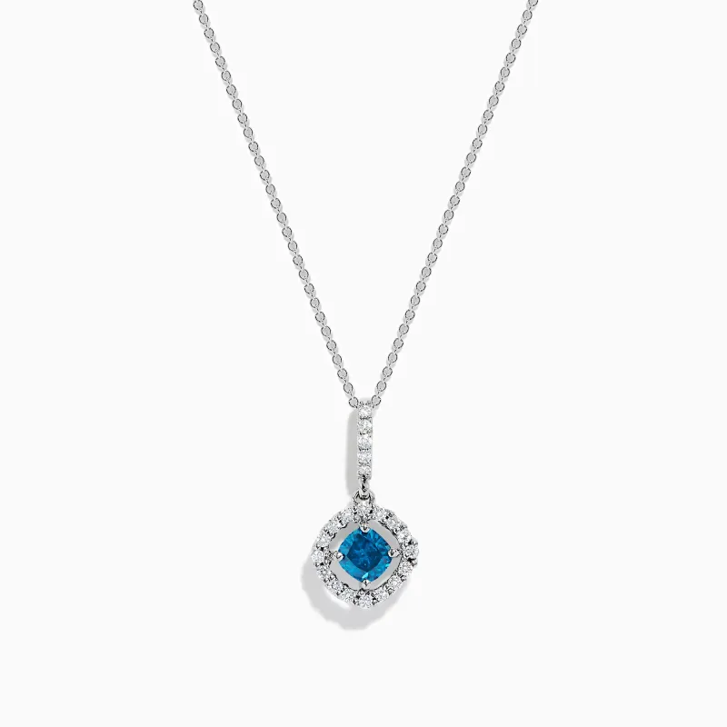 Bella Bleu 14K White Gold Blue and White Diamond Pendant sold by Effy