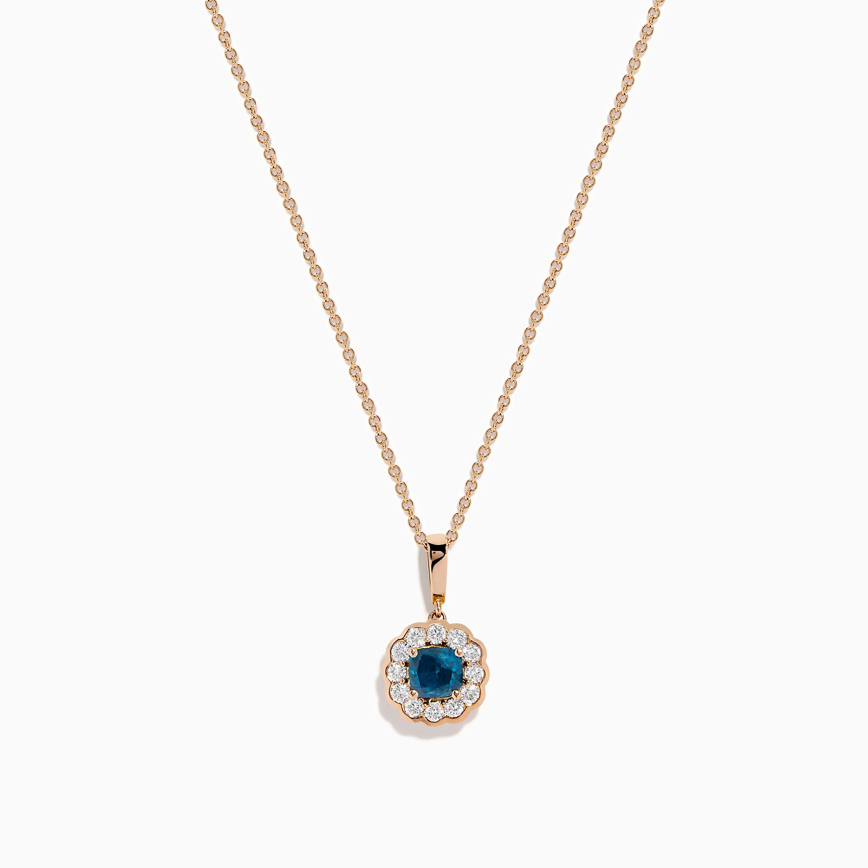 Bella Bleu 14K Rose Gold Blue and White Diamond Pendant sold by Effy