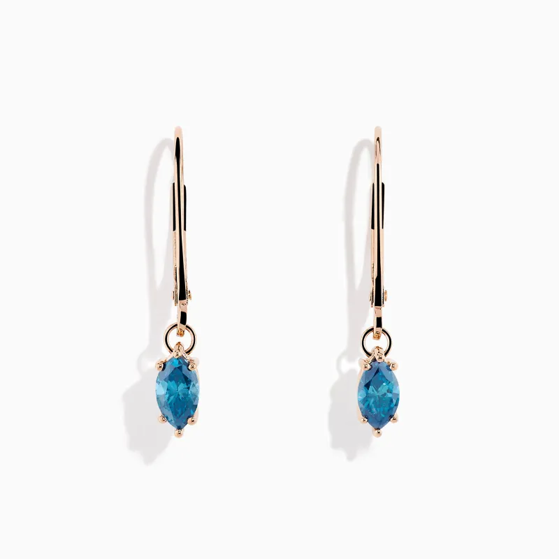 Bella Bleu 14K Rose Gold Blue Diamond Drop Earrings sold by Effy