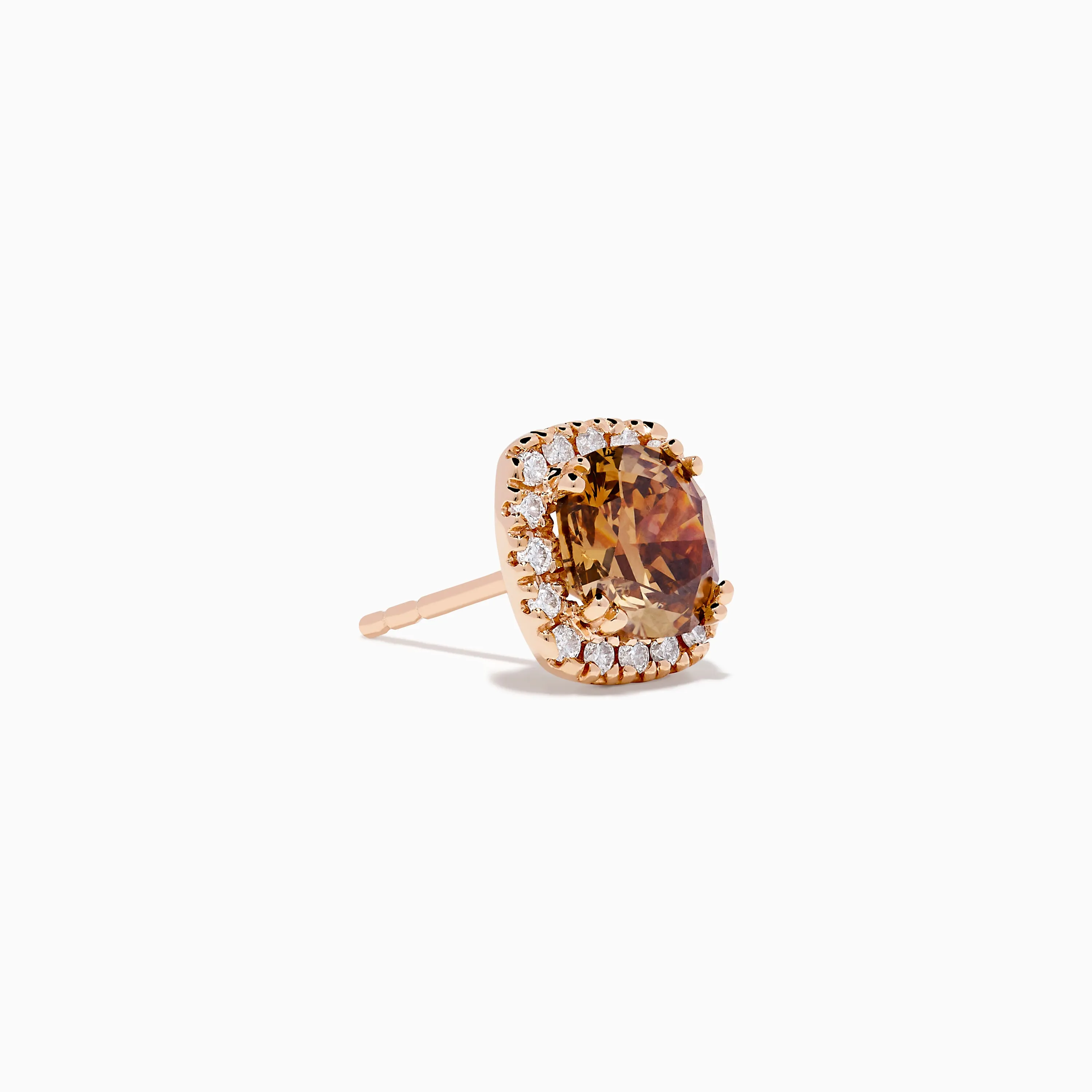 Espresso 14K Rose Gold Brown and White Diamond Stud Halo Earring sold by Effy product image thumbnail 3
