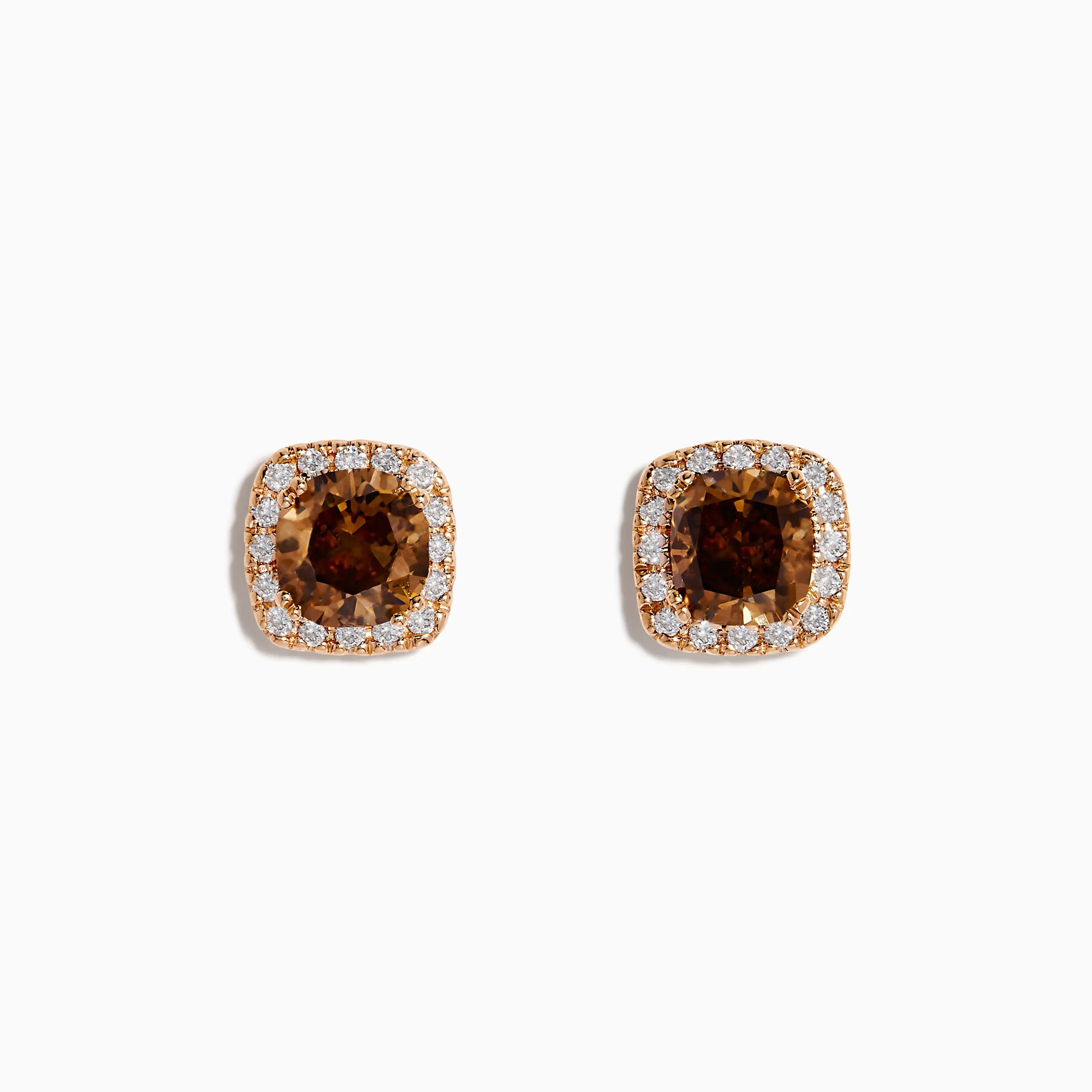Espresso 14K Rose Gold Brown and White Diamond Stud Halo Earring sold by Effy