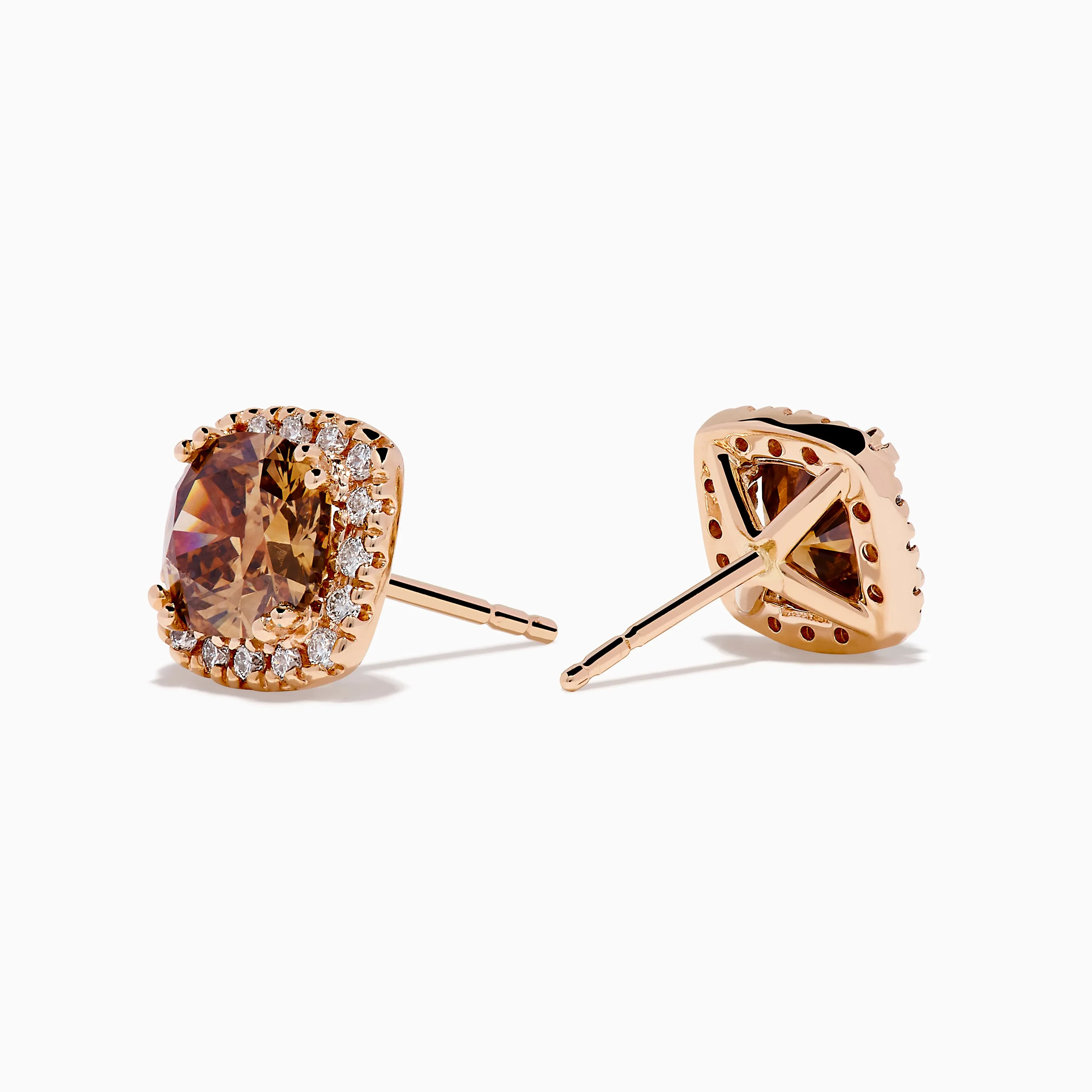 Espresso 14K Rose Gold Brown and White Diamond Stud Halo Earring sold by Effy product image thumbnail 2