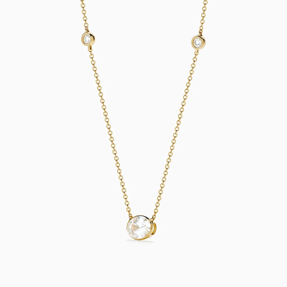 Lab Grown Diamond Oval Station Necklace in 14K Yellow Gold sold by Effy product image thumbnail 4