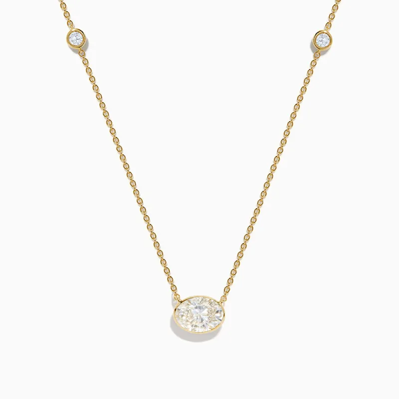 Lab Grown Diamond Oval Station Necklace in 14K Yellow Gold sold by Effy