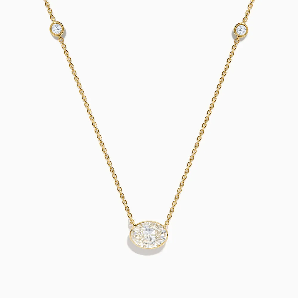 Lab Grown Diamond Oval Station Necklace in 14K Yellow Gold sold by Effy