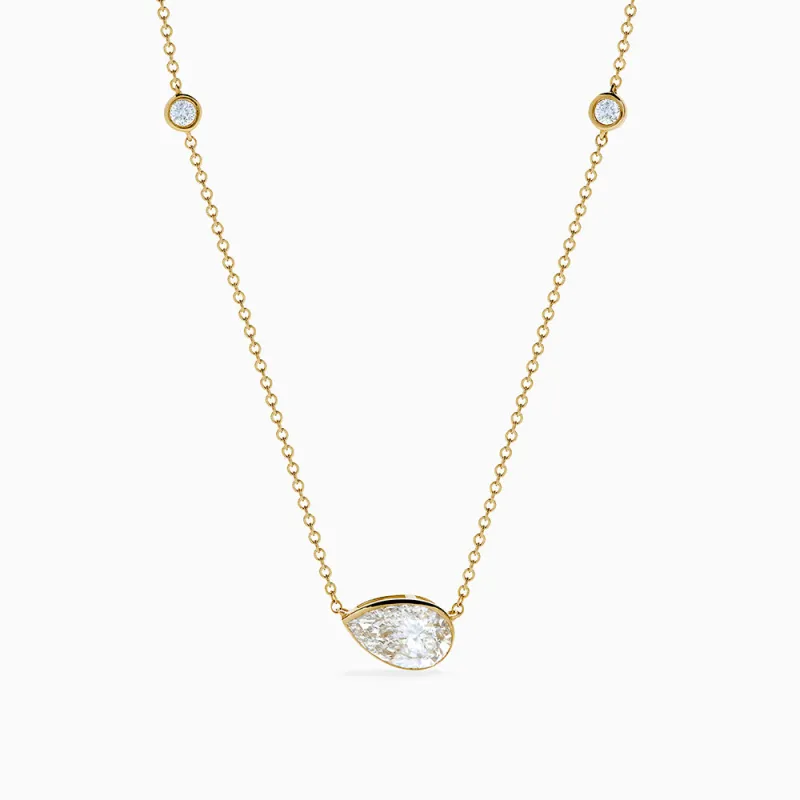 Lab Grown Diamond Pear Station Necklace in 14K Yellow Gold sold by Effy