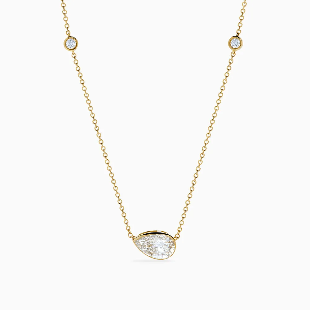 Lab Grown Diamond Pear Station Necklace in 14K Yellow Gold sold by Effy