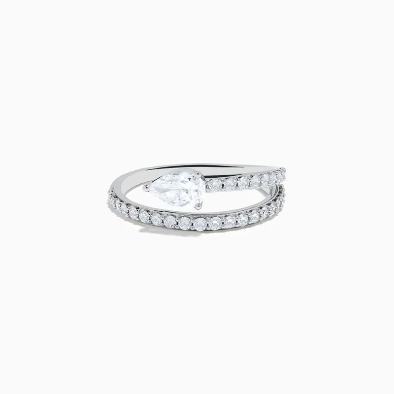 Lab Grown Diamond Wrap around Pear Ring in 14K White Gold sold by Effy