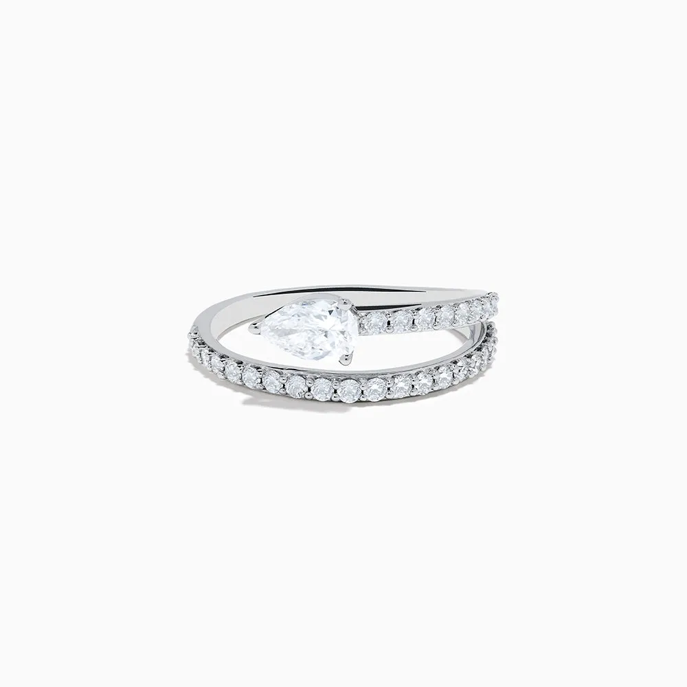 Lab Grown Diamond Wrap around Pear Ring in 14K White Gold sold by Effy