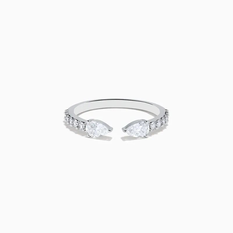 Lab Grown Diamond Open Shank Pear Band in 14K White Gold sold by Effy