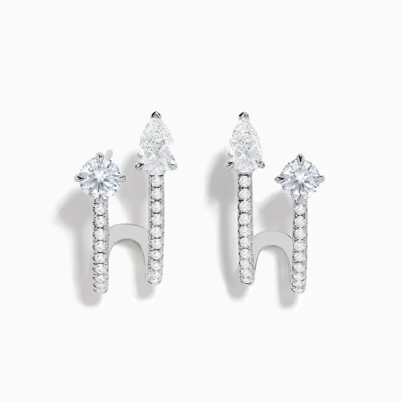 Lab Grown Diamond Cuff Earrings in 14K White Gold sold by Effy
