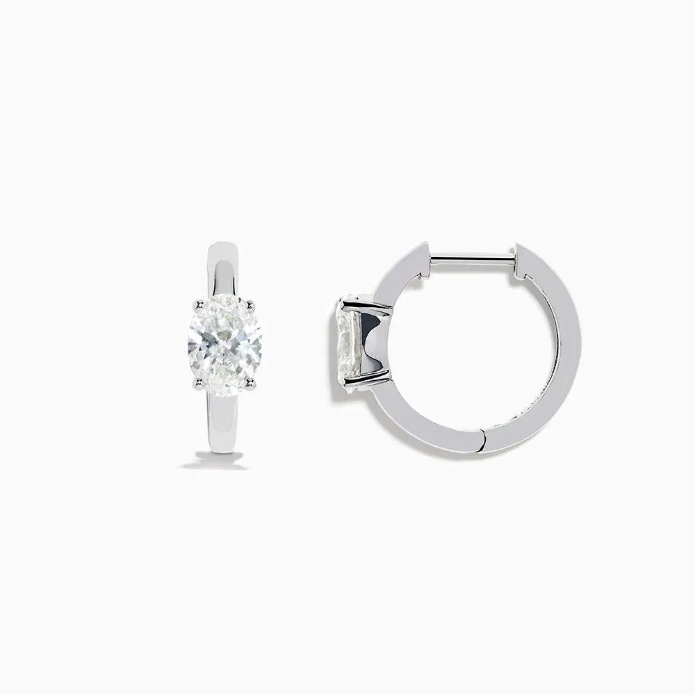 Lab Grown Diamond Oval Huggie Earrings in 14K White Gold sold by Effy product image thumbnail 3