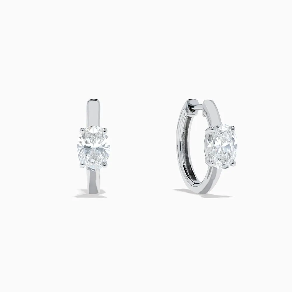 Lab Grown Diamond Oval Huggie Earrings in 14K White Gold sold by Effy product image thumbnail 2