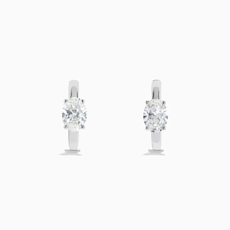Lab Grown Diamond Oval Huggie Earrings in 14K White Gold sold by Effy