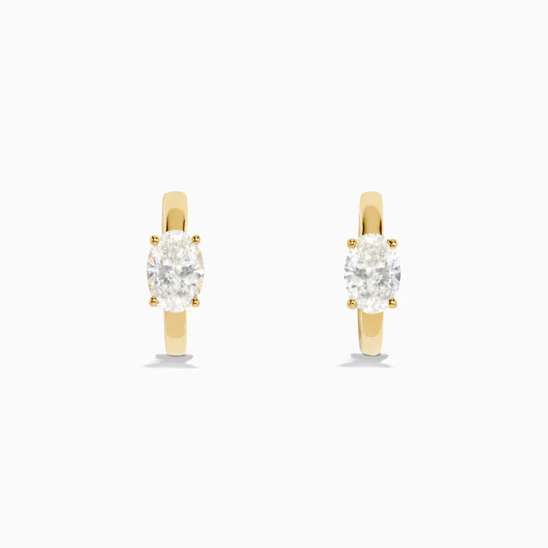 Lab Grown Diamond Oval Huggie Earrings in 14K Yellow Gold sold by Effy