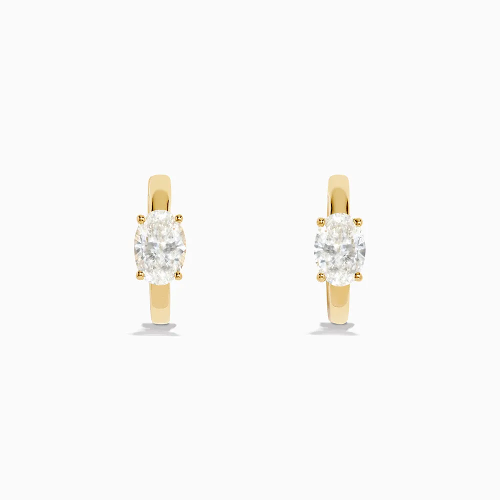 Lab Grown Diamond Oval Huggie Earrings in 14K Yellow Gold sold by Effy