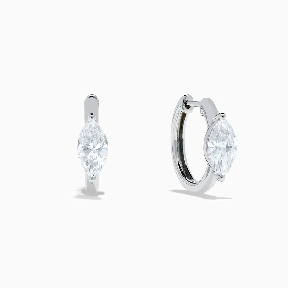 Lab Grown Diamond Marquise Huggie Earrings in 14K White Gold sold by Effy product image thumbnail 2