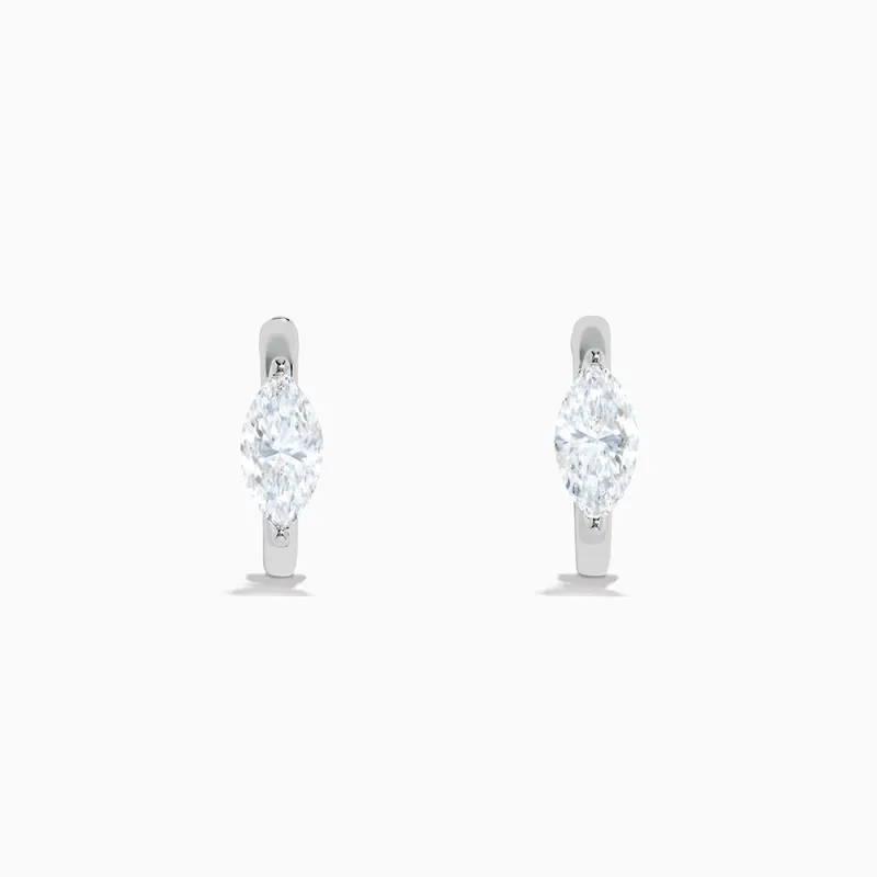 Lab Grown Diamond Marquise Huggie Earrings in 14K White Gold sold by Effy