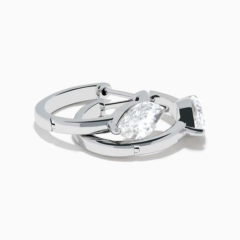 Lab Grown Diamond Marquise Huggie Earrings in 14K White Gold sold by Effy product image thumbnail 4