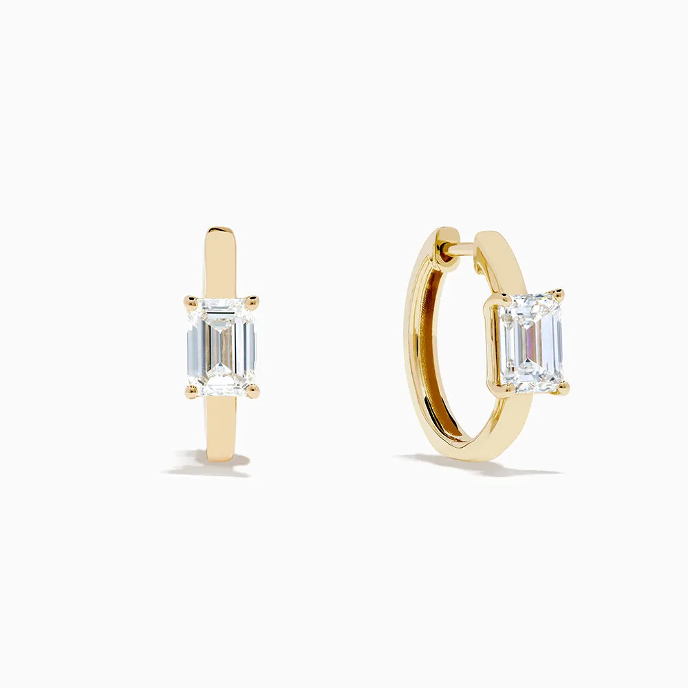 Lab Grown Diamond Emerald-Cut Huggie Earrings in 14K Yellow Gold sold by Effy product image thumbnail 2