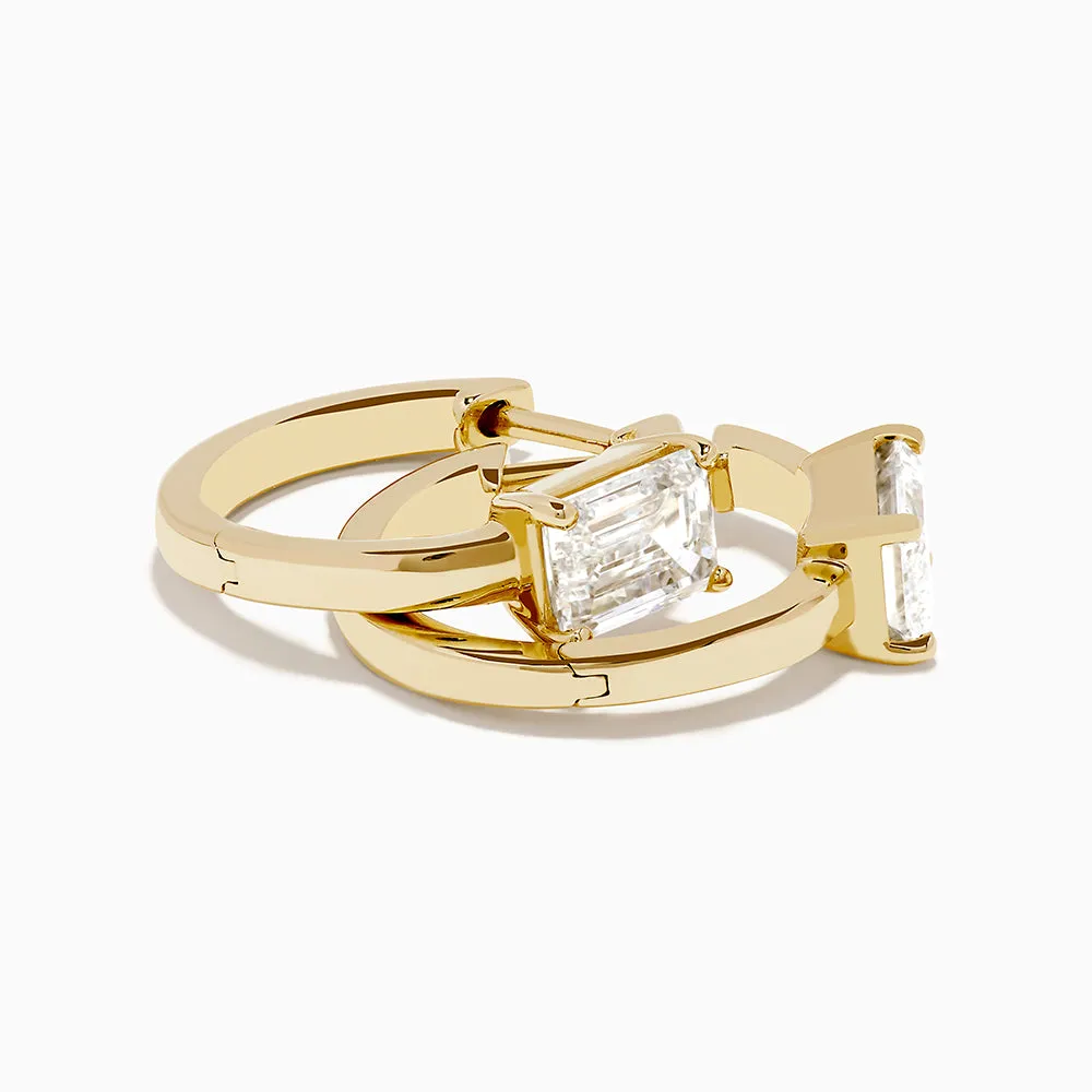 Lab Grown Diamond Emerald-Cut Huggie Earrings in 14K Yellow Gold sold by Effy product image thumbnail 4