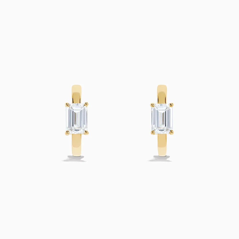 Lab Grown Diamond Emerald-Cut Huggie Earrings in 14K Yellow Gold sold by Effy