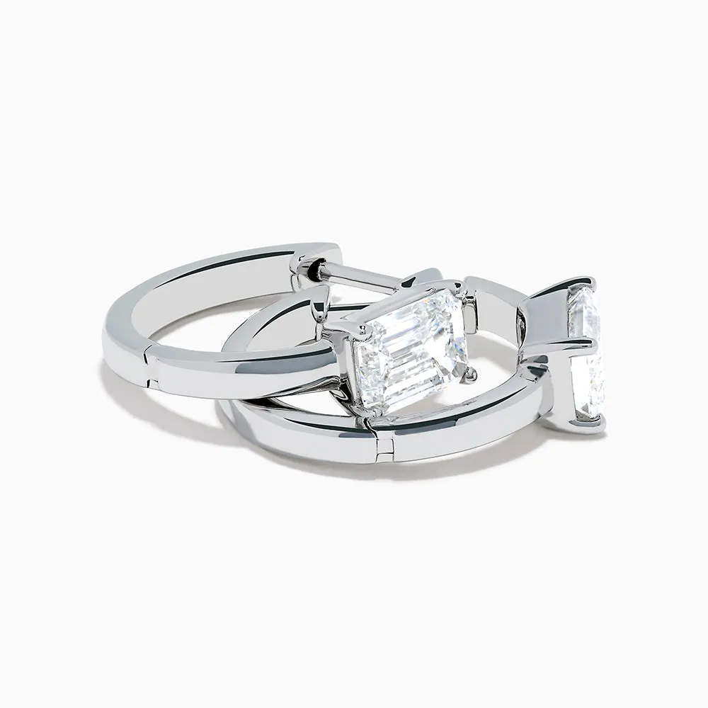Lab Grown Diamond Emerald-Cut Huggie Earrings in 14K White Gold sold by Effy product image thumbnail 4