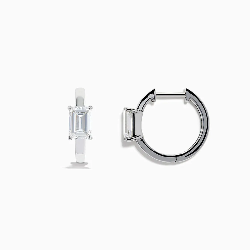 Lab Grown Diamond Emerald-Cut Huggie Earrings in 14K White Gold sold by Effy product image thumbnail 3