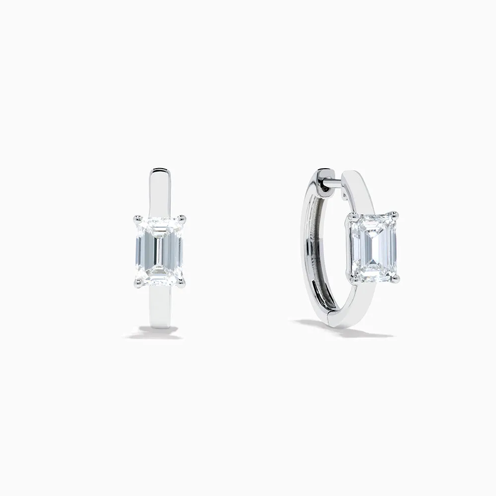 Lab Grown Diamond Emerald-Cut Huggie Earrings in 14K White Gold sold by Effy product image thumbnail 2