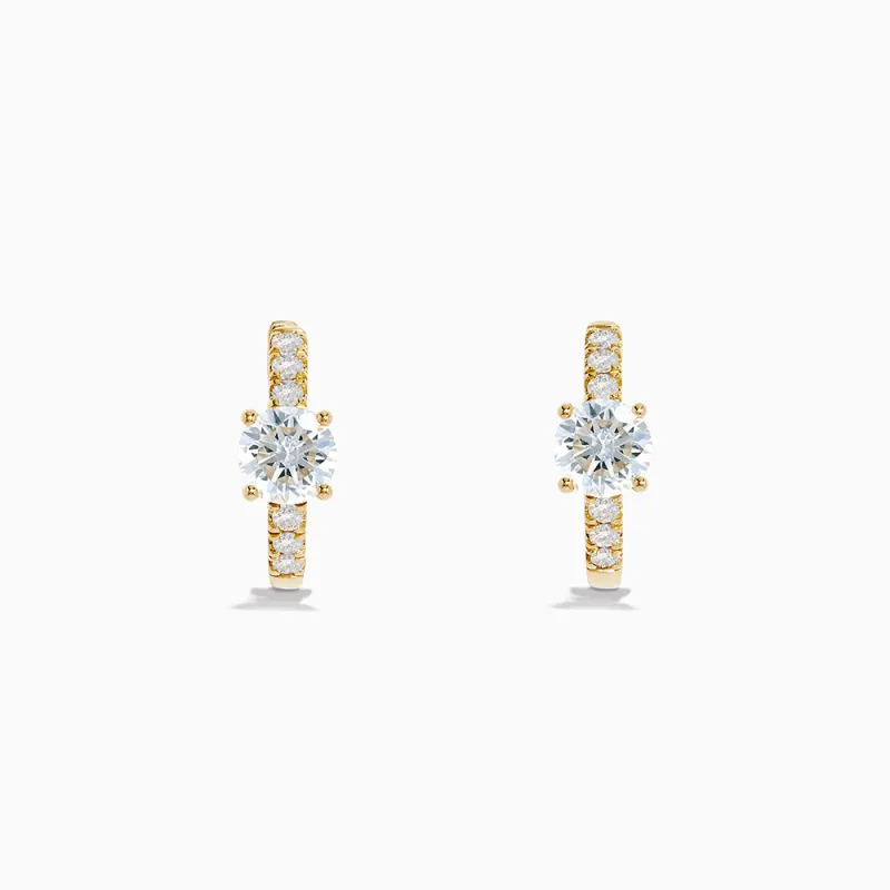 Lab Grown Diamond Round Huggie Earrings in 14K Yellow Gold sold by Effy