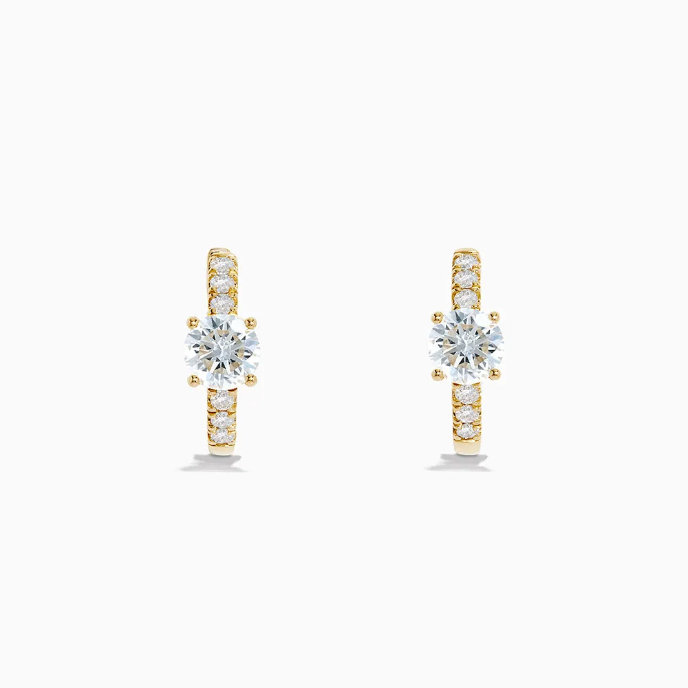 Lab Grown Diamond Round Huggie Earrings in 14K Yellow Gold sold by Effy