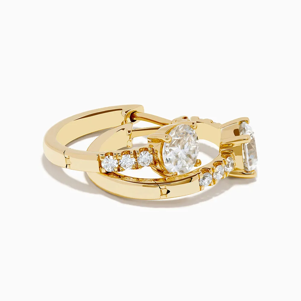 Lab Grown Diamond Round Huggie Earrings in 14K Yellow Gold sold by Effy product image thumbnail 4