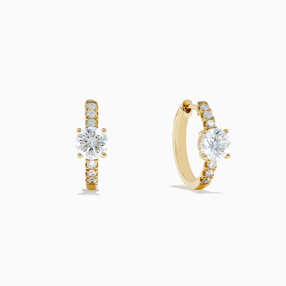 Lab Grown Diamond Round Huggie Earrings in 14K Yellow Gold sold by Effy product image thumbnail 2
