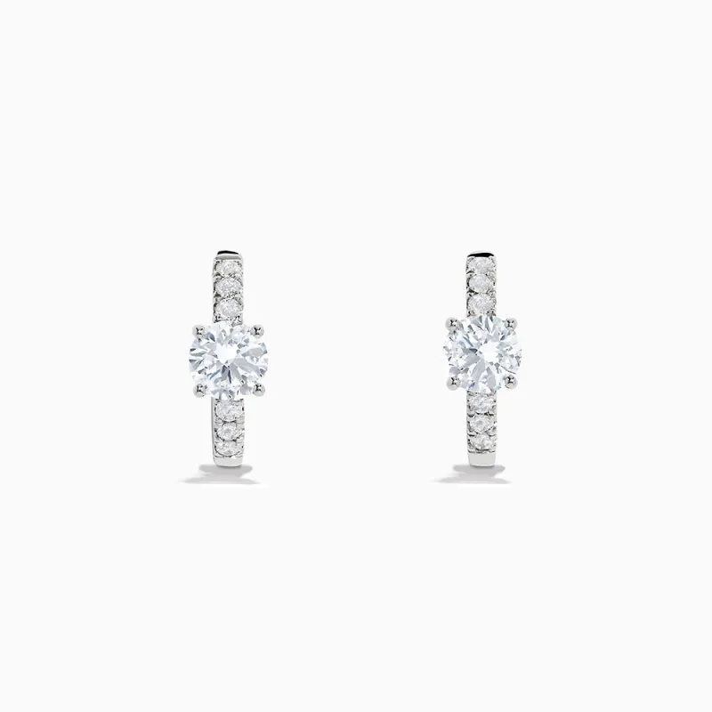 Lab Grown Diamond Round Huggie Earrings in 14K White Gold sold by Effy