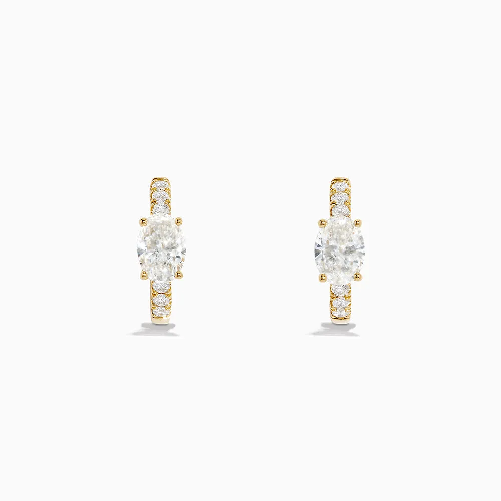 Lab Grown Diamond Oval Huggie Earrings in 14K Yellow Gold sold by Effy