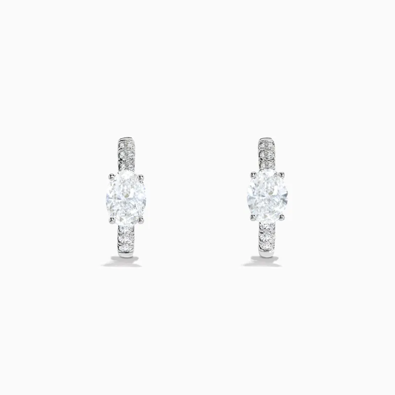 Lab Grown Diamond Oval Huggie Earrings in 14K White Gold sold by Effy