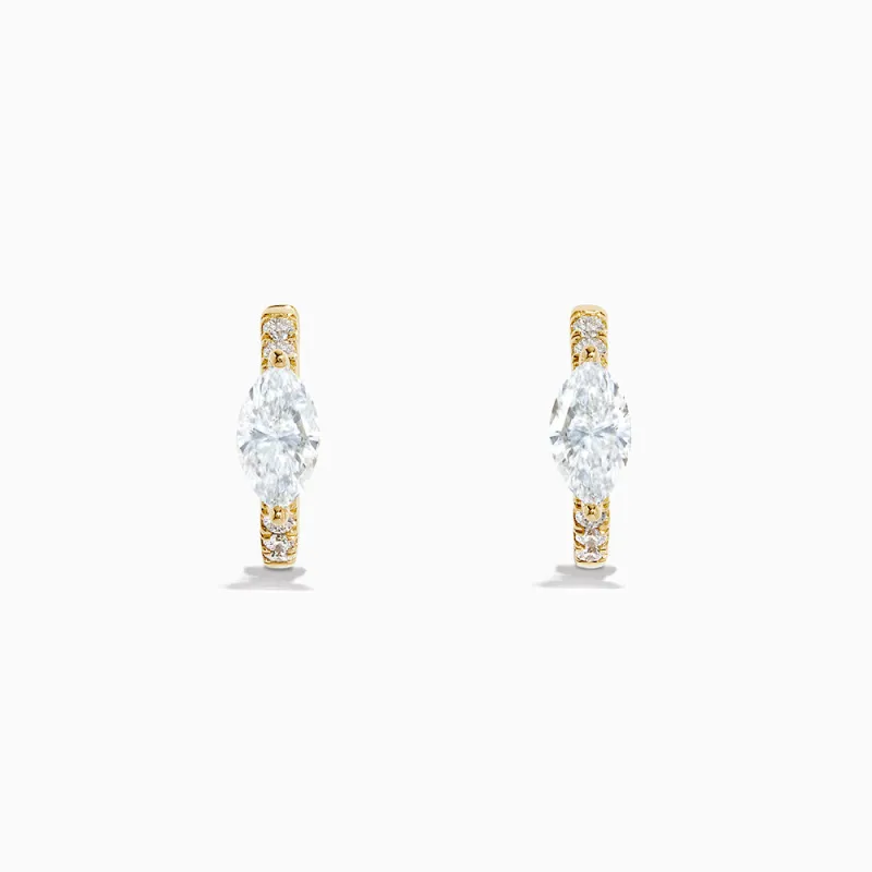 Lab Grown Diamond Marquise Huggie Earrings in 14K Yellow Gold sold by Effy
