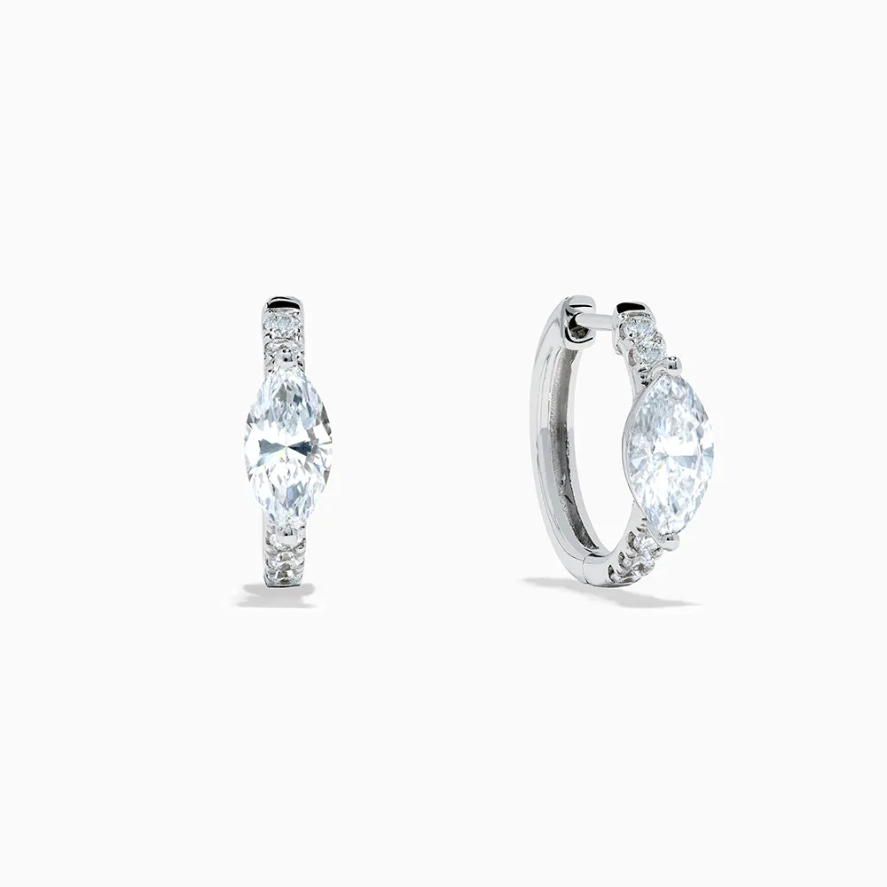 Lab Grown Diamond Marquise Huggie Earrings in 14K White Gold sold by Effy product image thumbnail 2