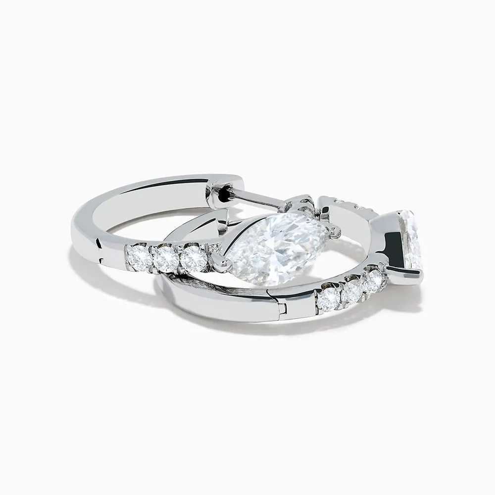 Lab Grown Diamond Marquise Huggie Earrings in 14K White Gold sold by Effy product image thumbnail 4