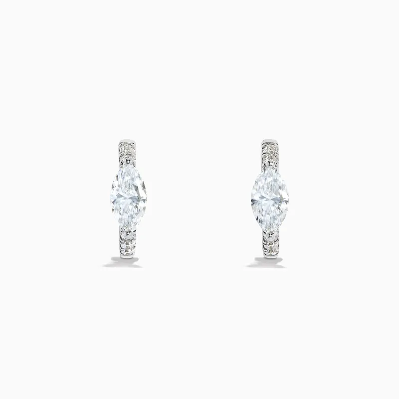 Lab Grown Diamond Marquise Huggie Earrings in 14K White Gold sold by Effy