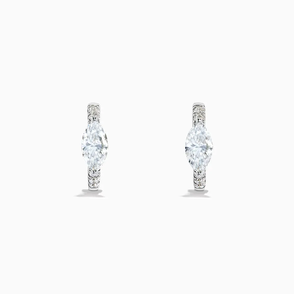 Lab Grown Diamond Marquise Huggie Earrings in 14K White Gold sold by Effy