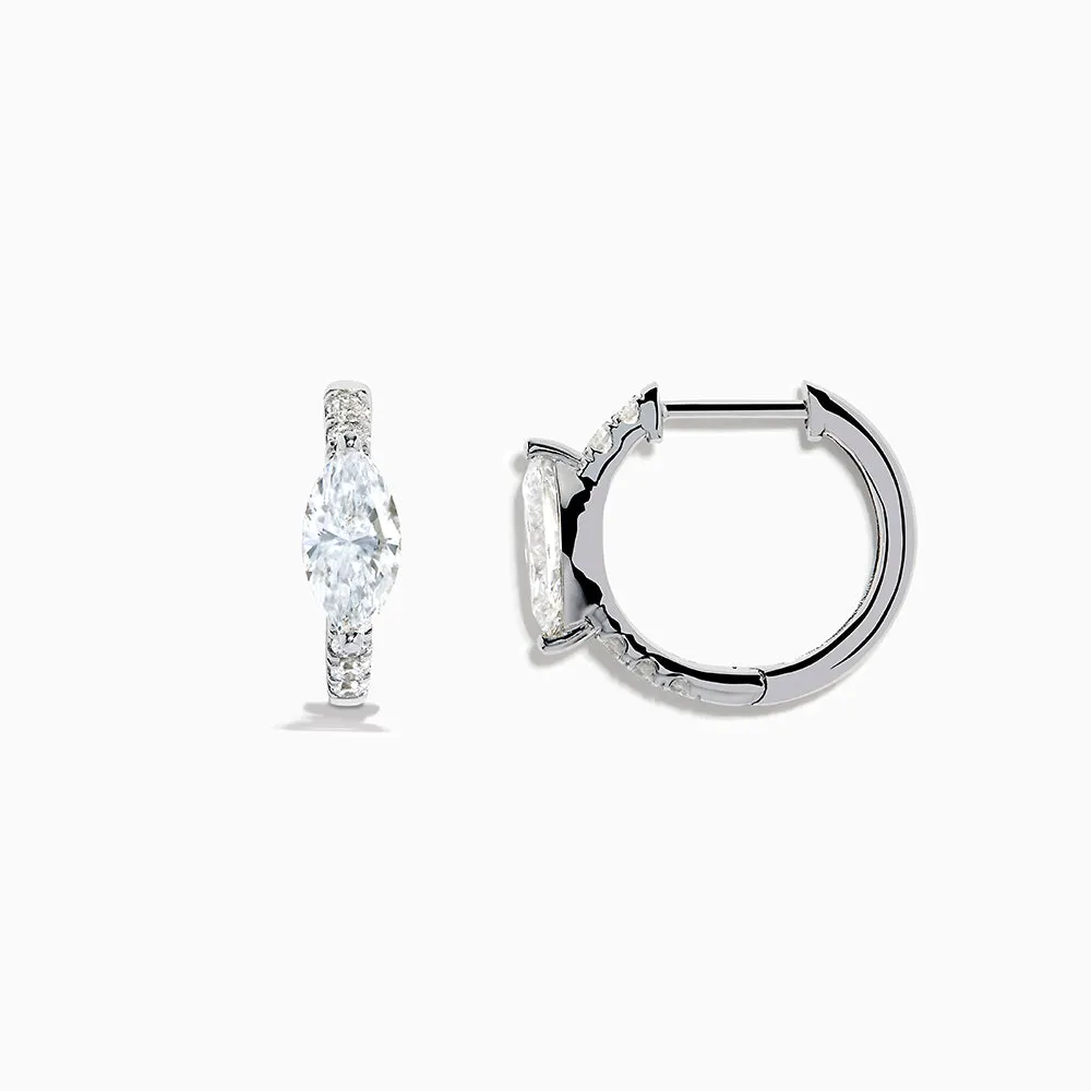 Lab Grown Diamond Marquise Huggie Earrings in 14K White Gold sold by Effy product image thumbnail 3