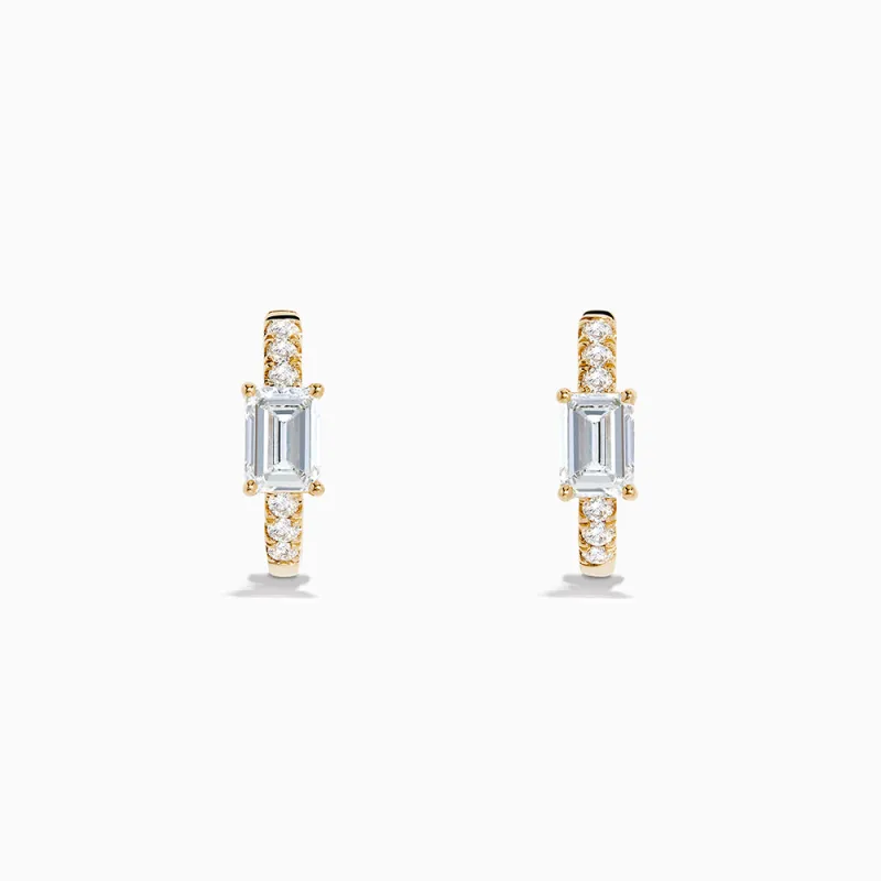 Lab Grown Diamond Emerald-Cut Huggie Earrings in 14K Yellow Gold sold by Effy