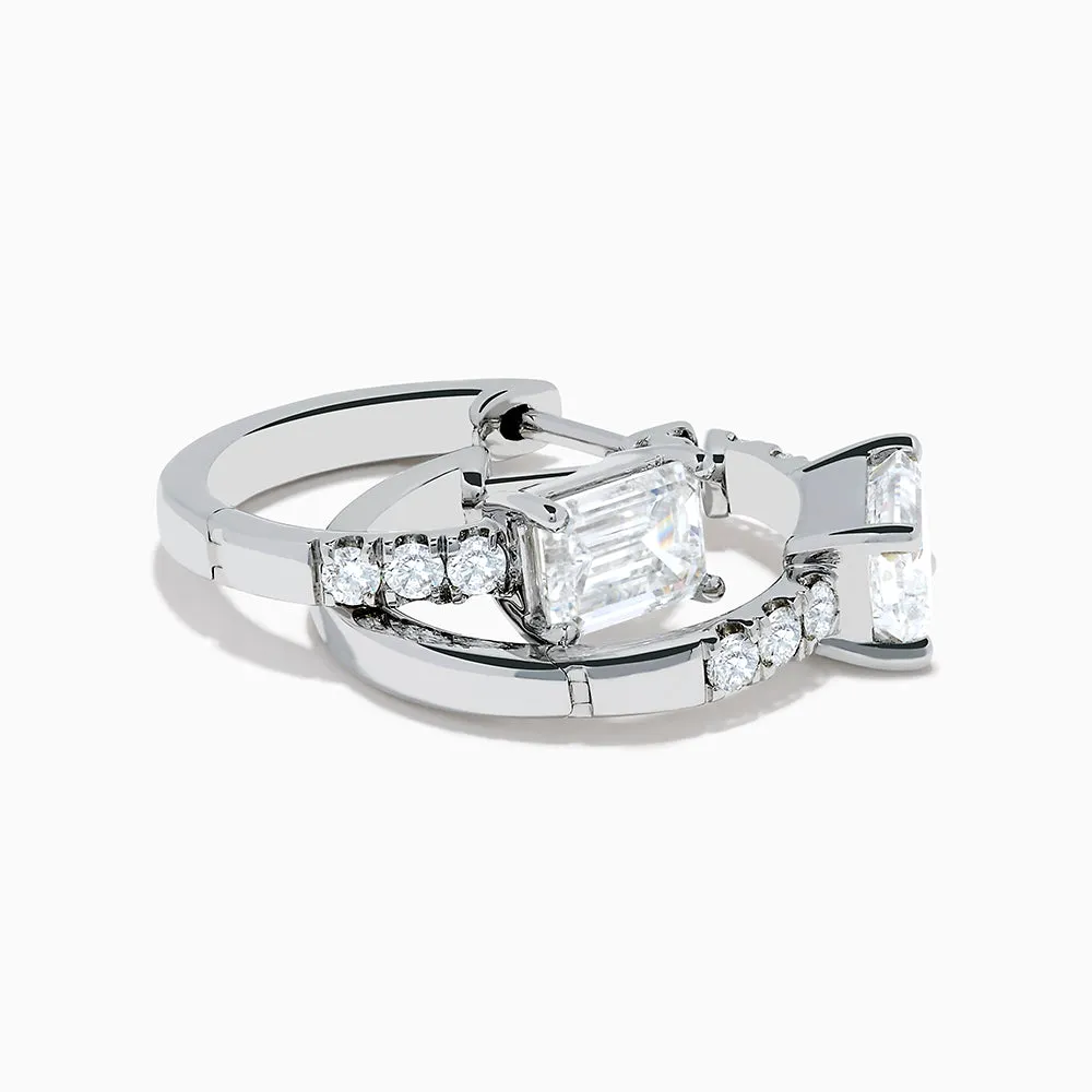 Lab Grown Diamond Emerald-Cut Huggie Earrings in 14K White Gold sold by Effy product image thumbnail 4